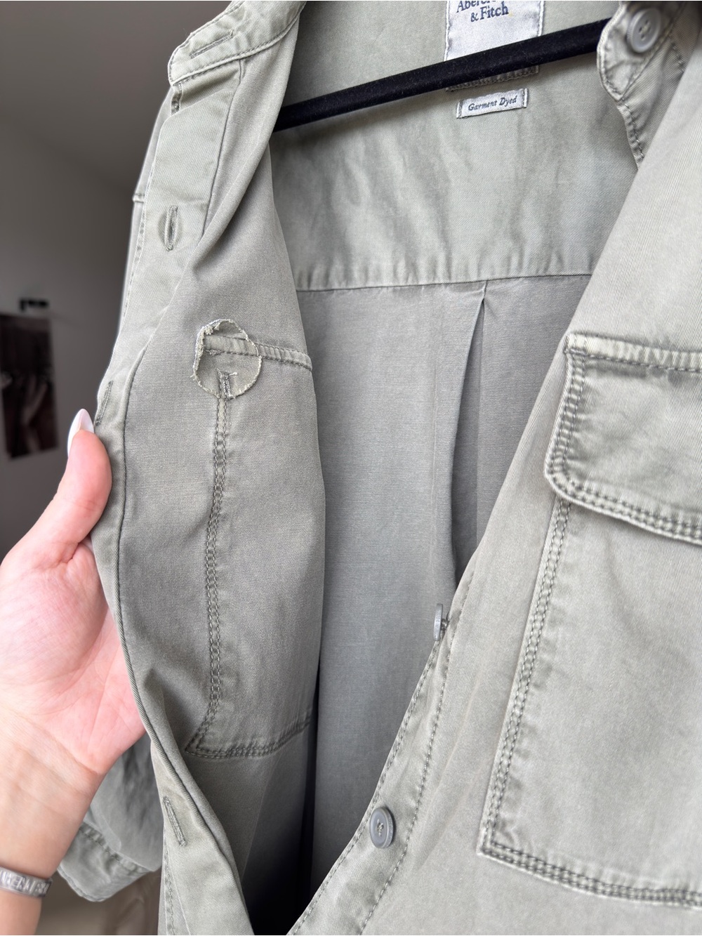 Abercrombie & Fitch Sage Green Utility Shirt Jacket Dress Size L - Picture 3 of 11